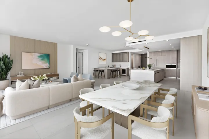 Virtually Staged Dining Room & Living Room Area