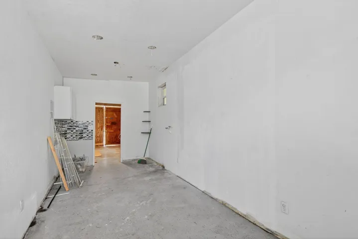 Back-to-front view - prepped for bathroom / separate entrance