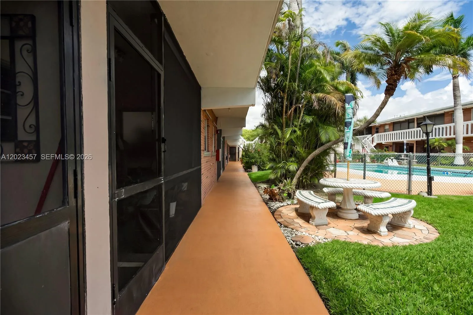 view to pool from patio