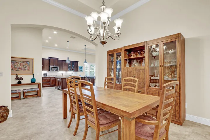 Formal dining room with views of the kitchen