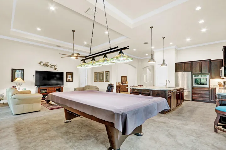 View of the oversized kitchen island.