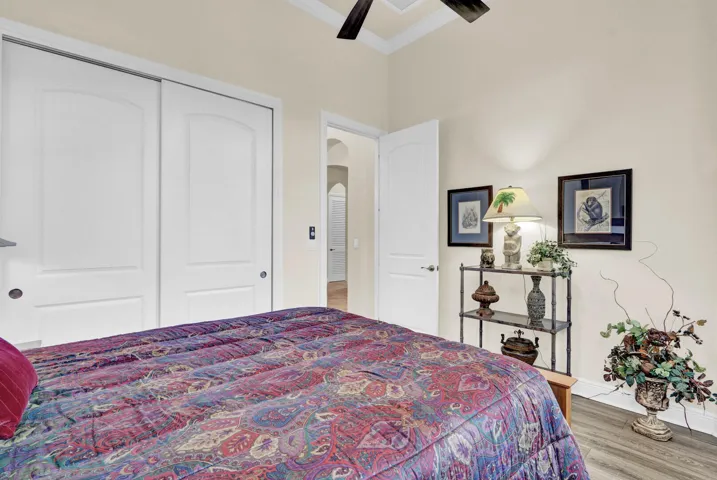 Bedroom 2 off the entry, large closet, right next to the den, and guest bathroom 3