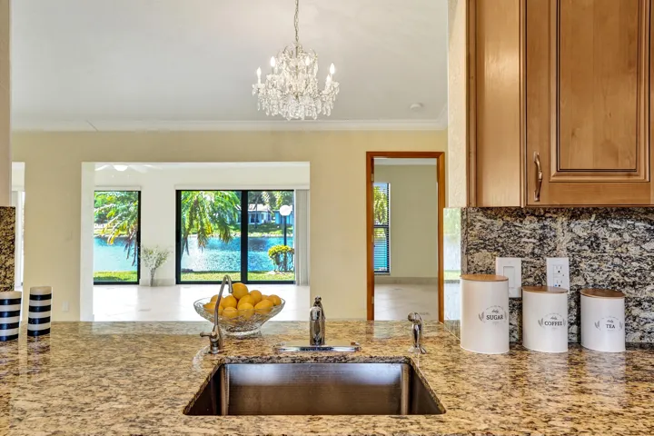 Looking out from the kitchen to the dining/living room