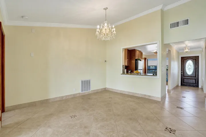 Dining room with over pass to kitchen