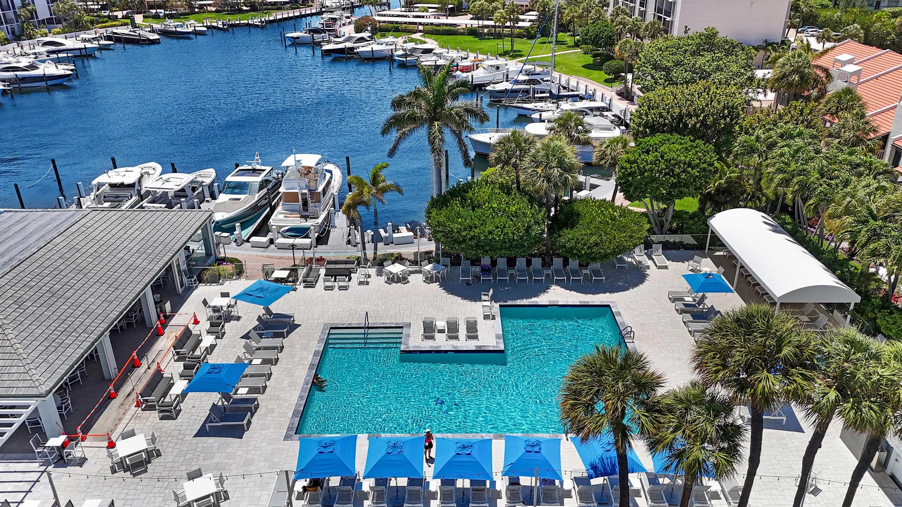 Resort-style pool within the Yacht & Racquet Club of Boca Raton.