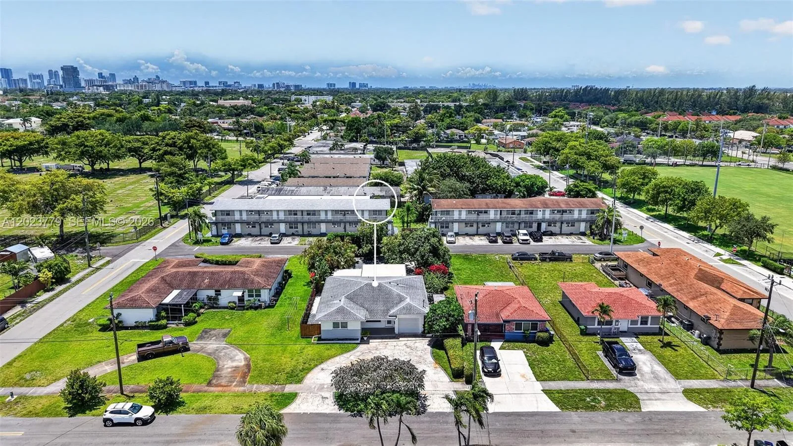 Incredible Proximity to the Beach and condos from Hallandale to Aventura in the photo. Notice the large oversized lot for the house and the front and back access streets