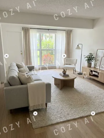staged LR AI- tropical views, full screened patio