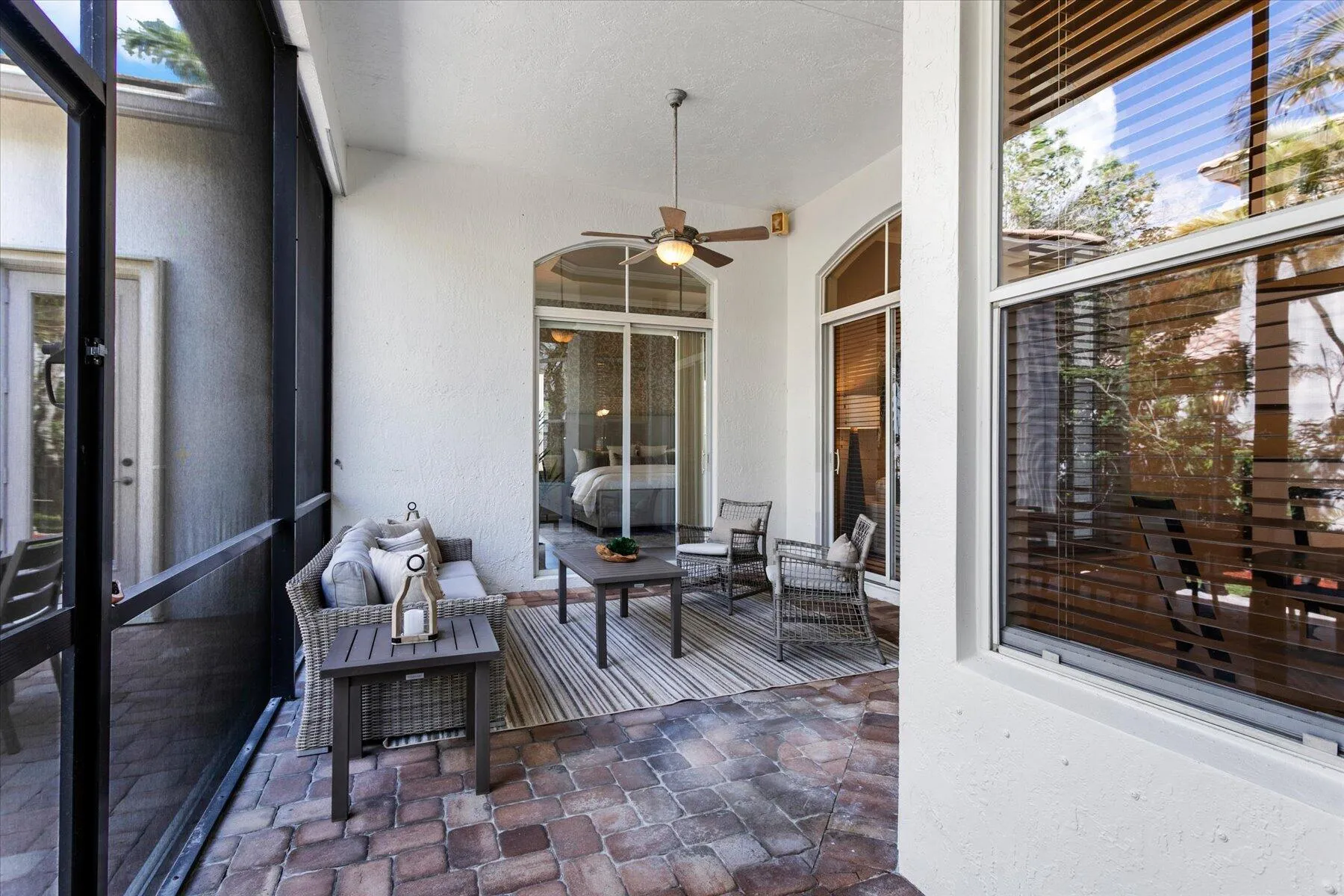 Screen enclosed patio for indoor outdoor living