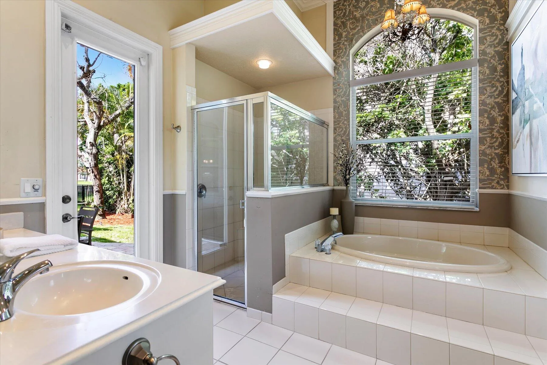 Primary Soaking Tub and Separate Shower