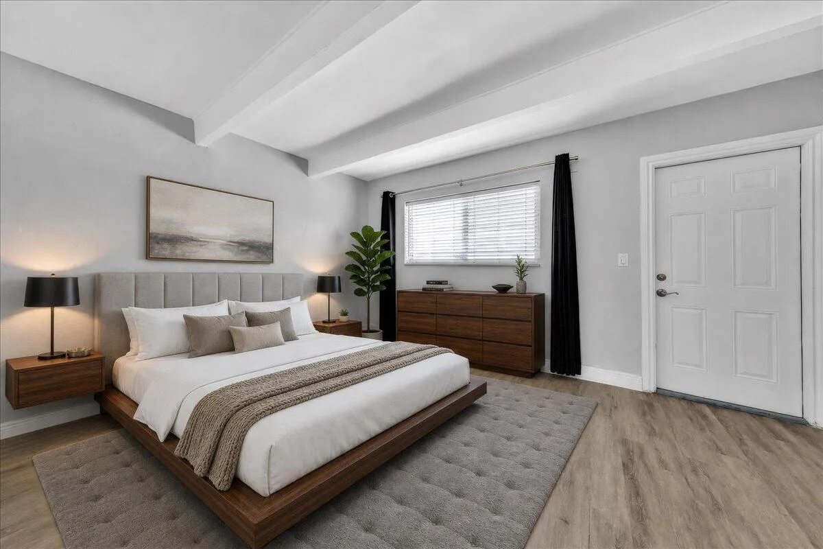 Digitally staged bedroom photo