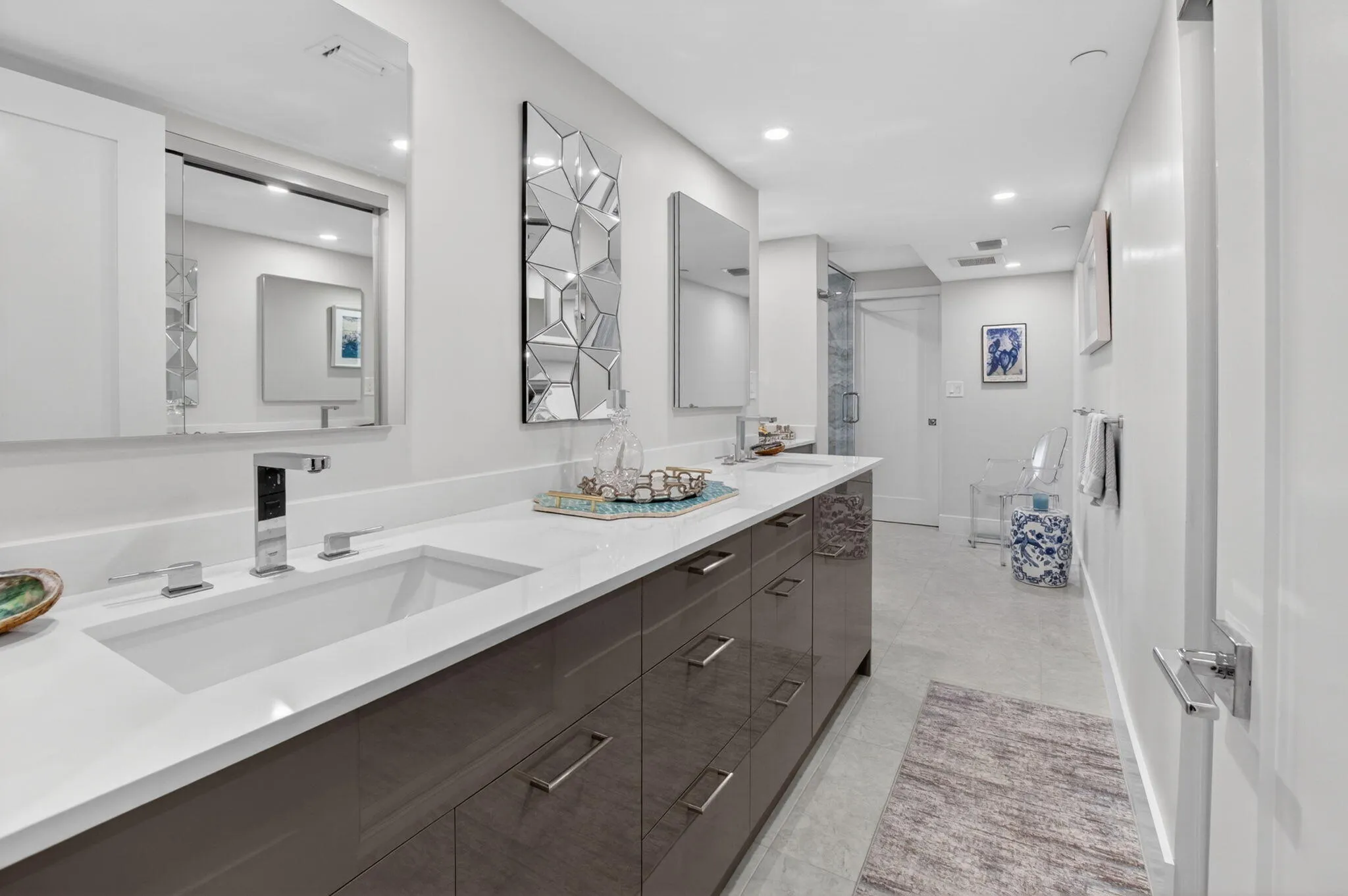 Main Bathroom Double Sinks with Double Mirror Vanities