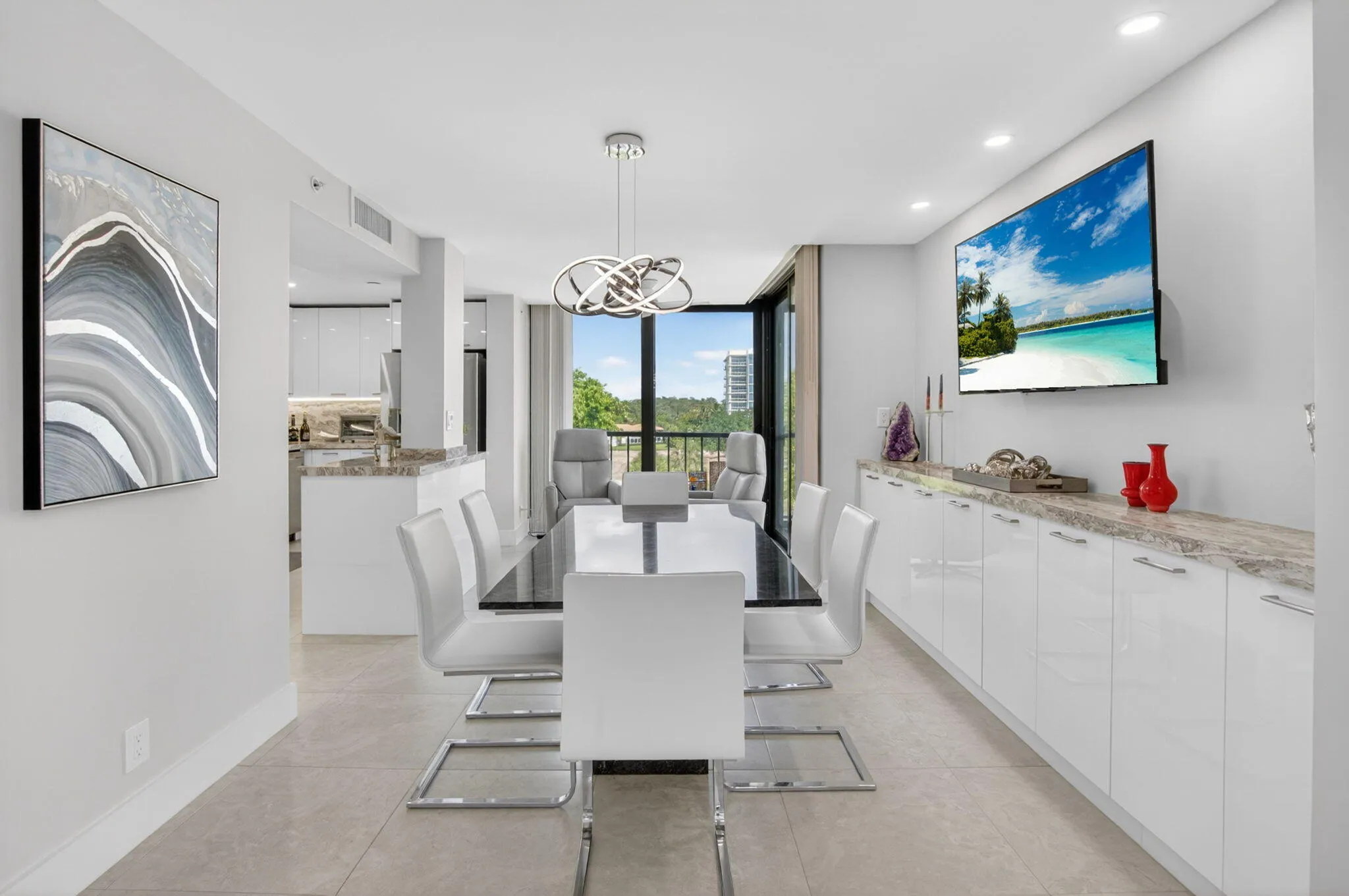 Dining area with built-in buffet for loads of storage