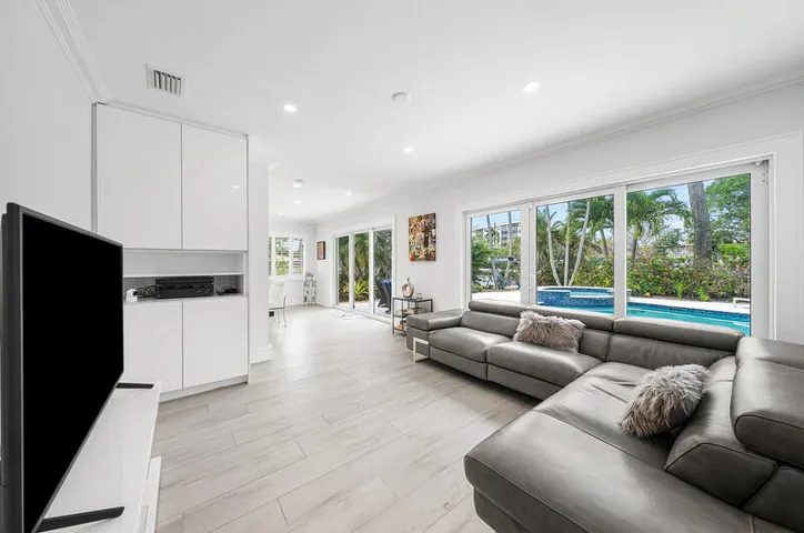 Living room looking onto the pool