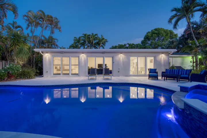 View from pool into the back of the house