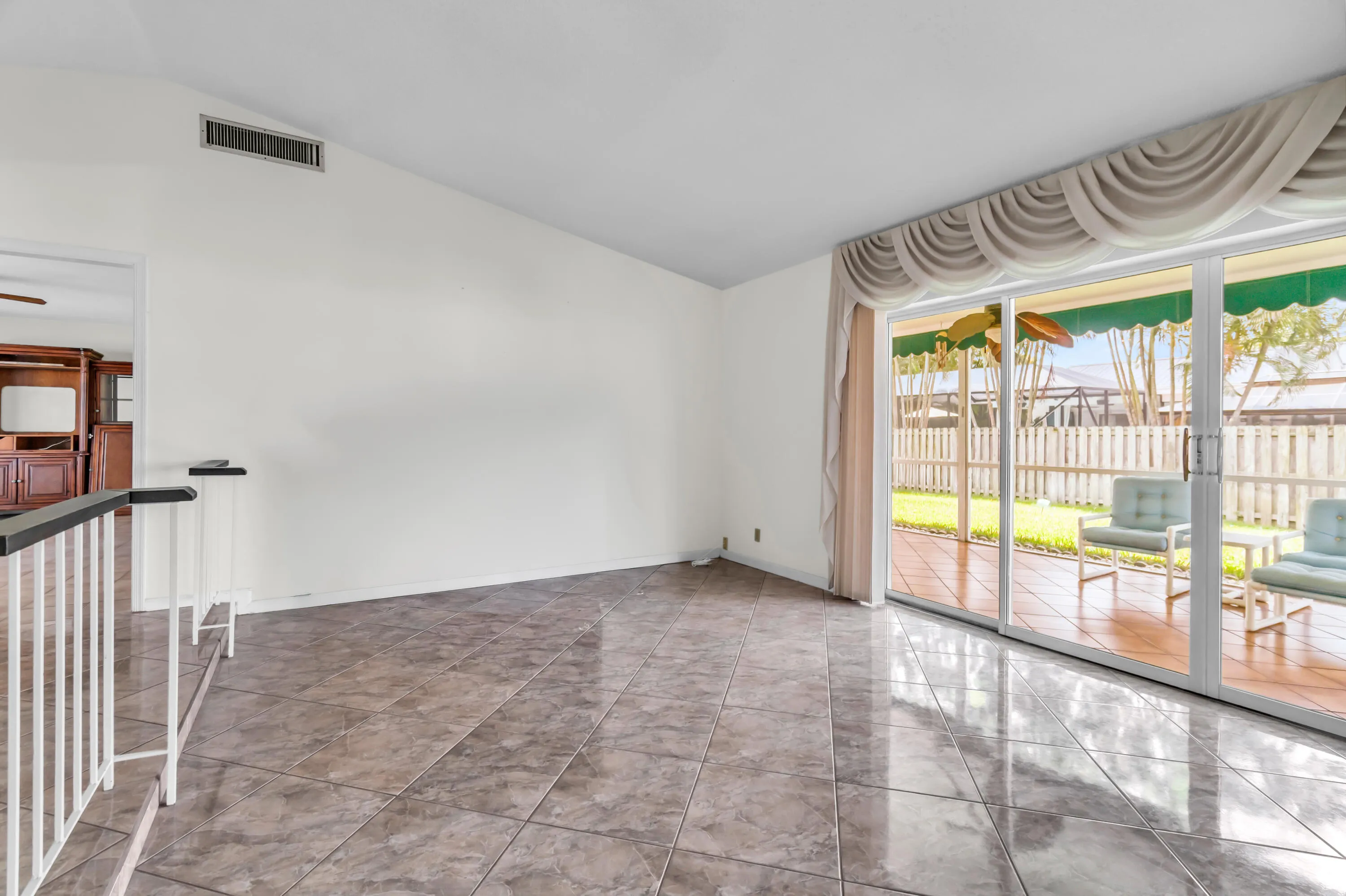 Living room view to porch