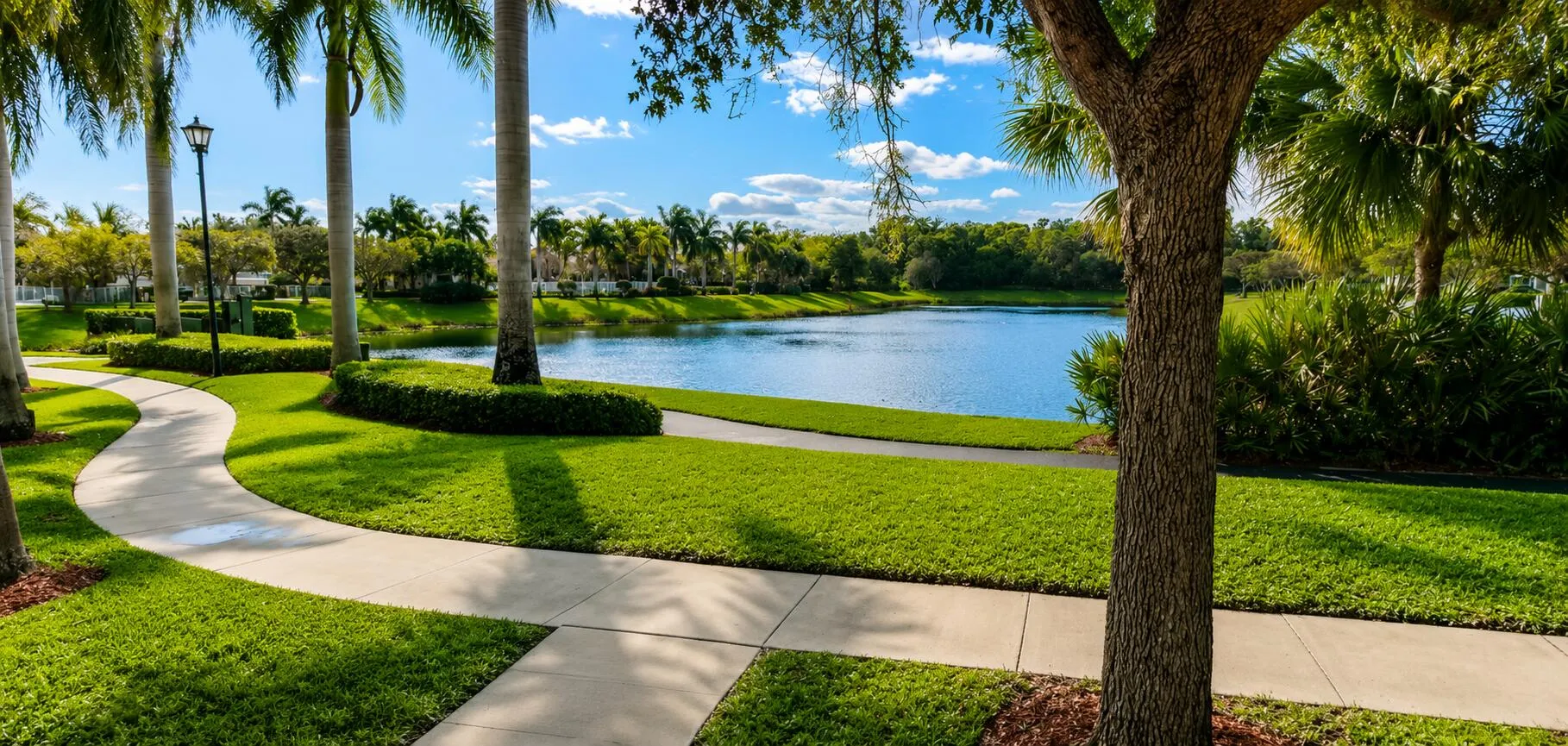 Walking path around the lake