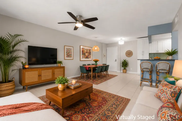 Virtually Staged Living Area/Dining Area