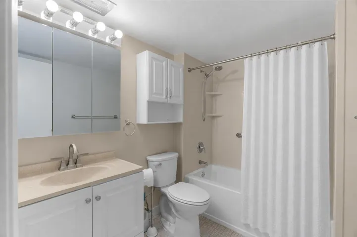 Primary Bathroom with Jacuzzi Shower and Updated Vanity