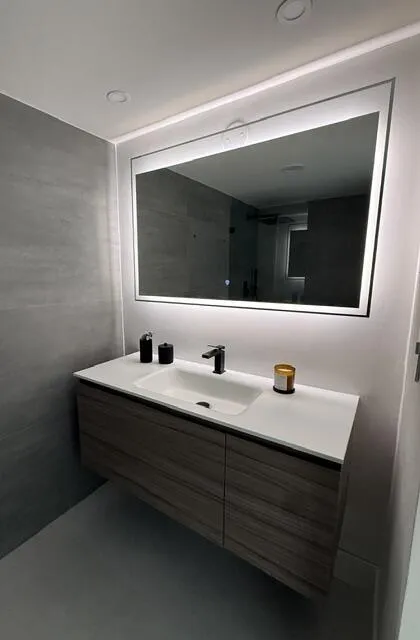 vanity with accessories