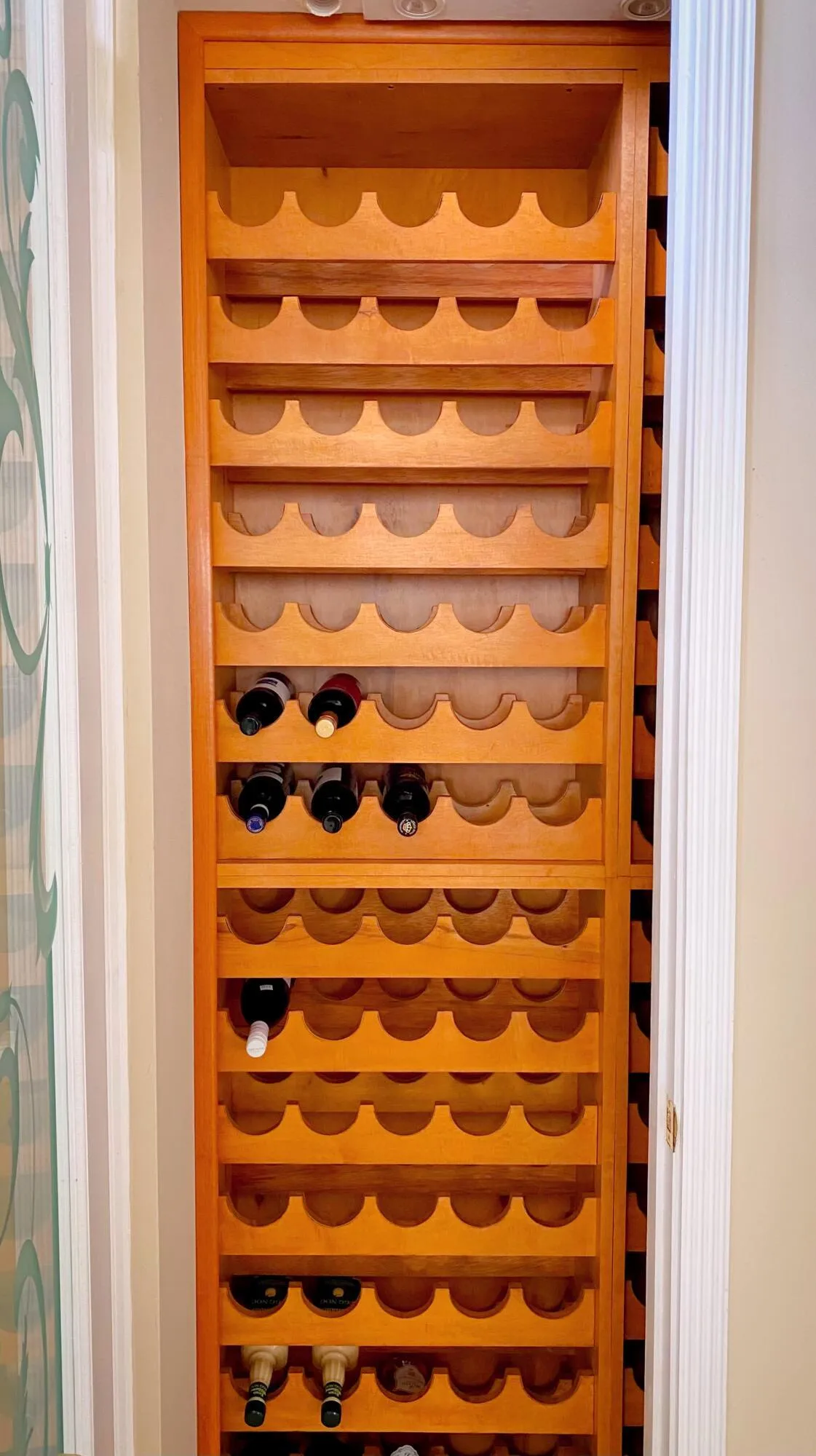 Wine rack near entryway