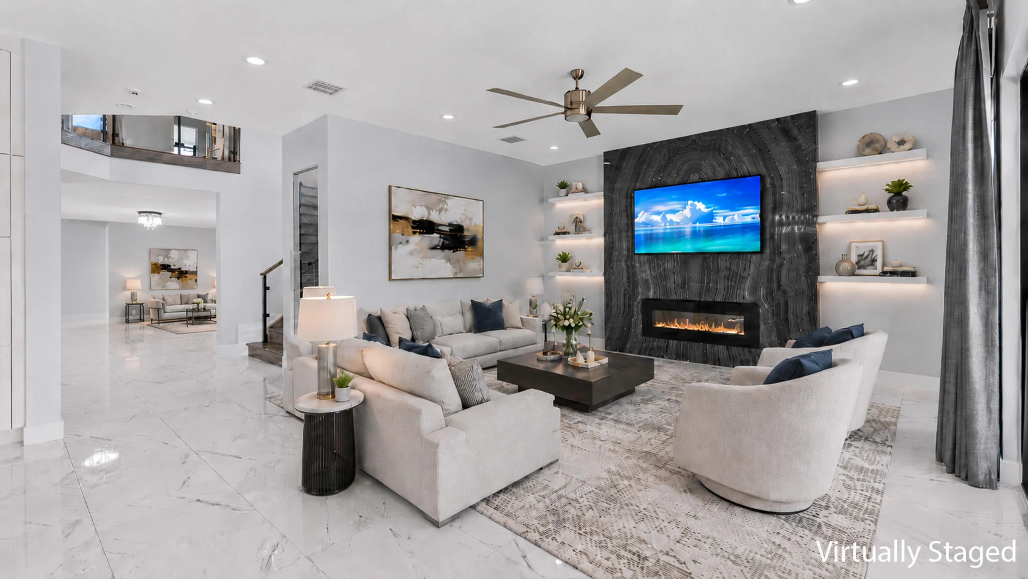 ai virtually staged family room
