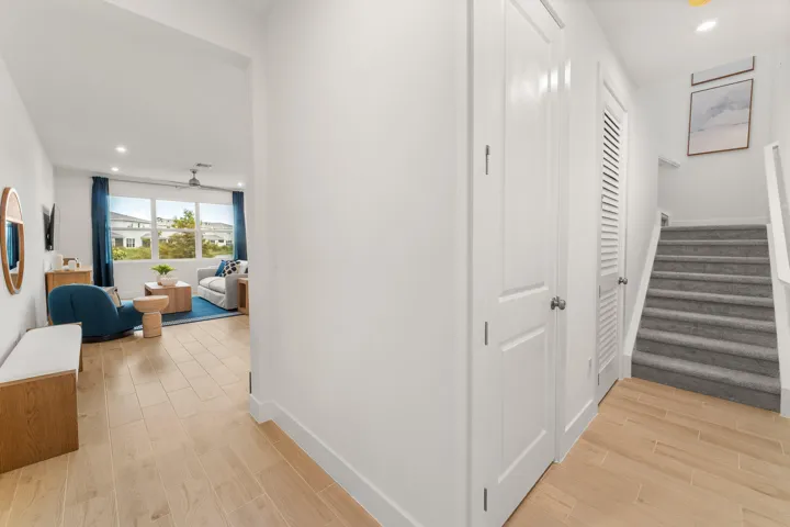 Stock photos represent builder's floorplan