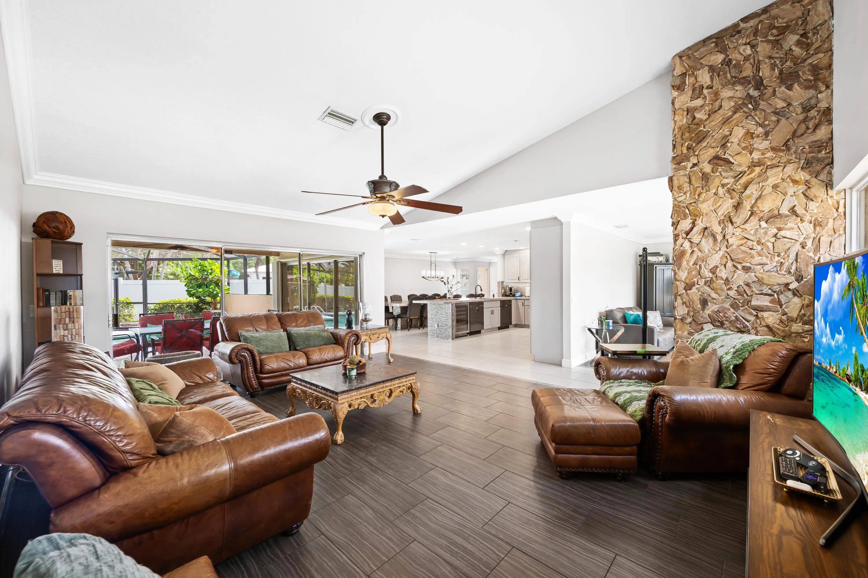 Living Room overlooking pool area