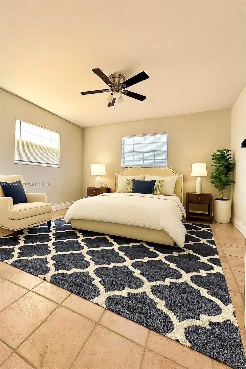 Virtually staged. Master Bedroom.