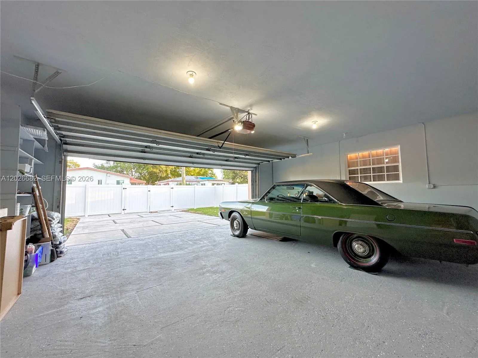 Extra wide 2 car garage.