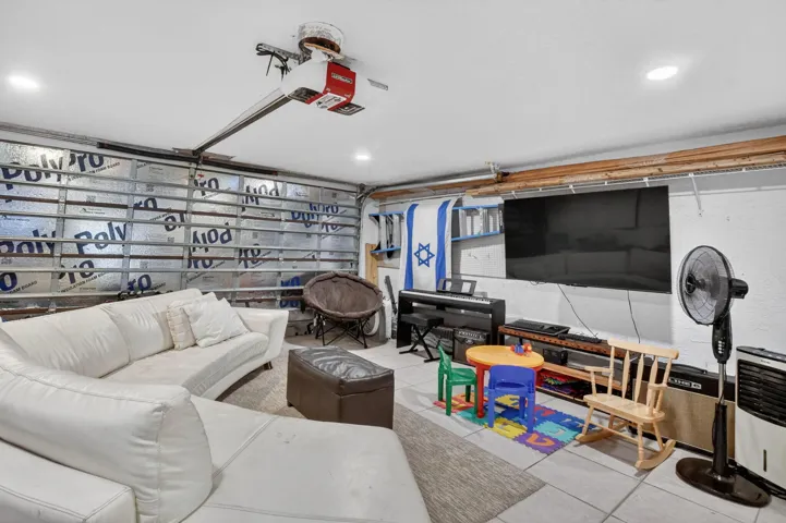 functional garage, used as play area