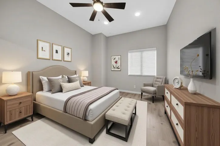 Virtually staged guest bedroom