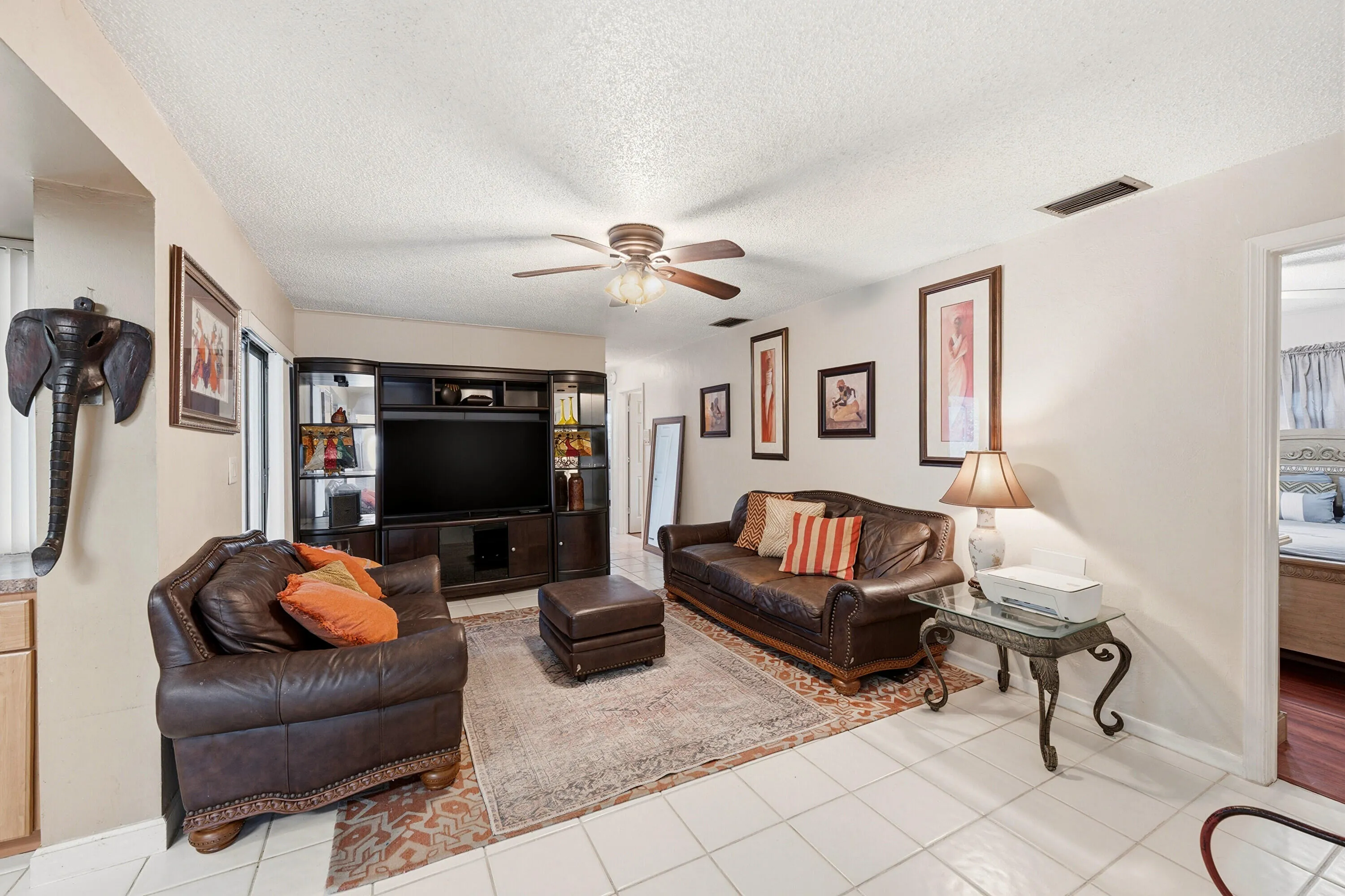 TV/ Living Room off the kitchen .