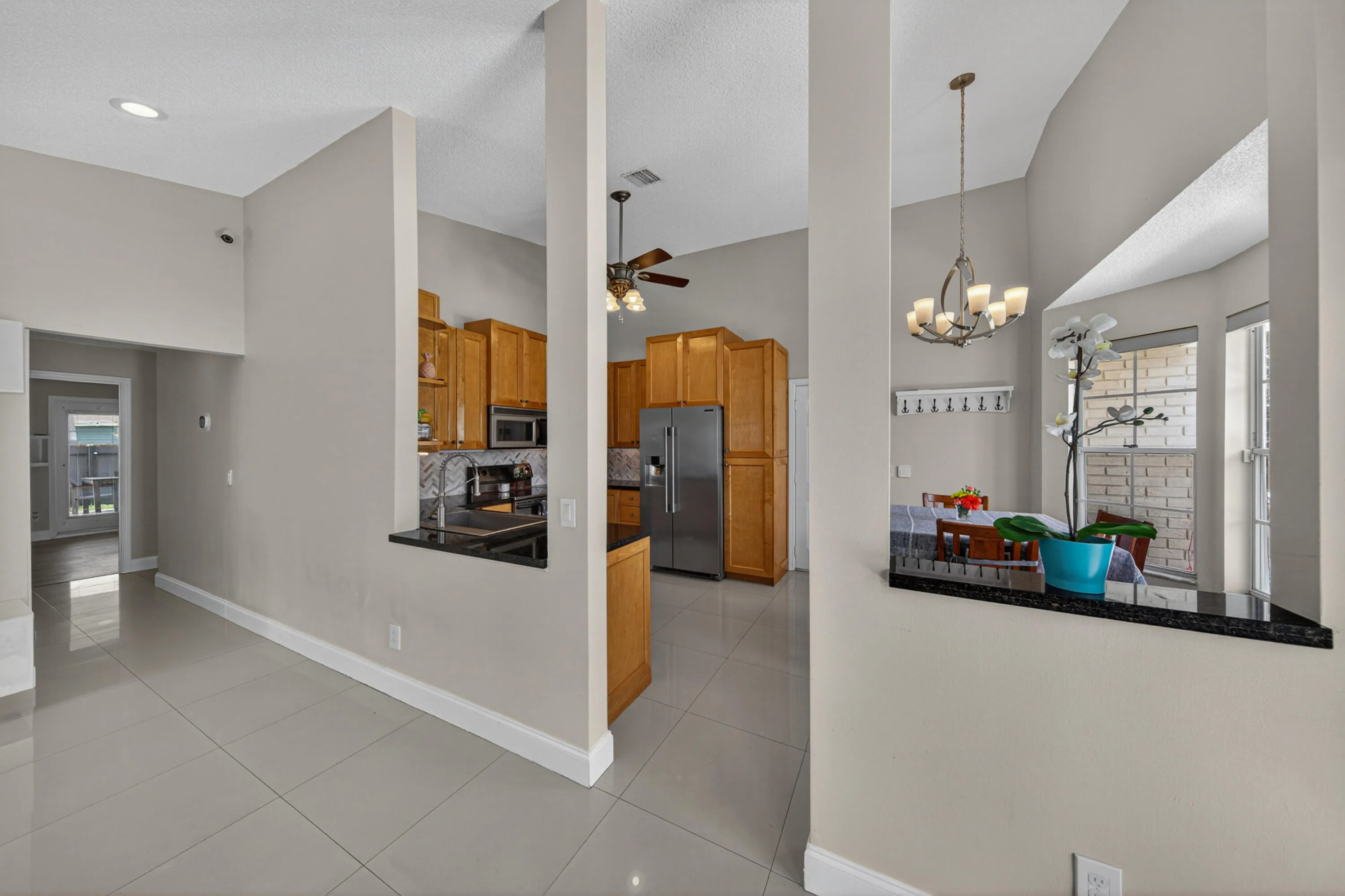 updated kitchen with stainless steel appliances
