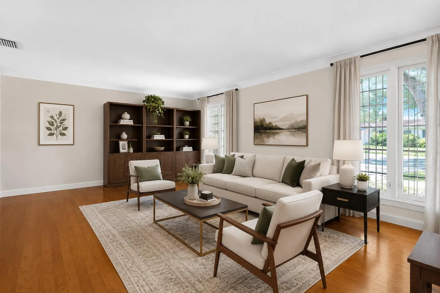 Virtually staged living room.