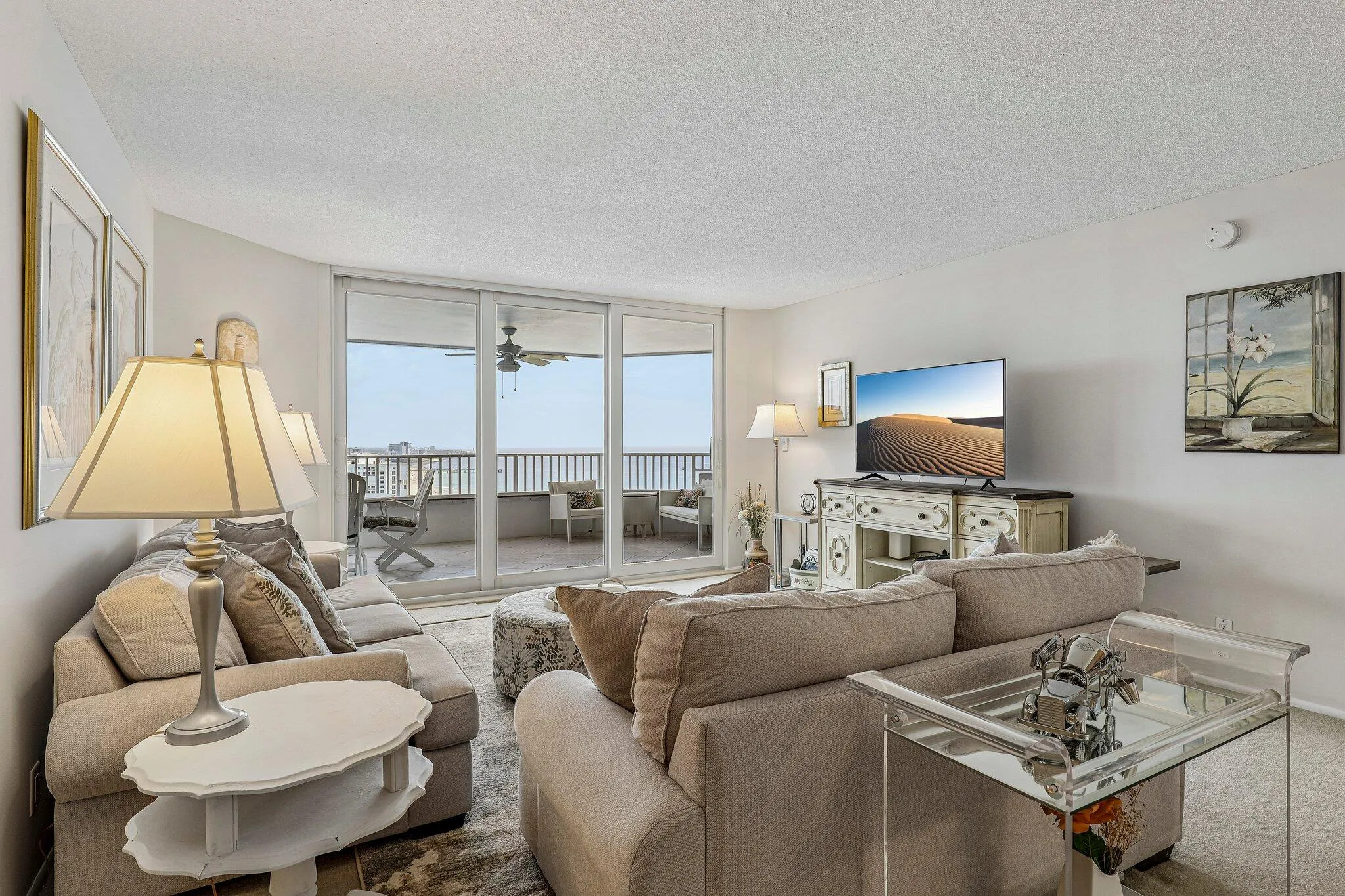 Large living room with endless ocean views