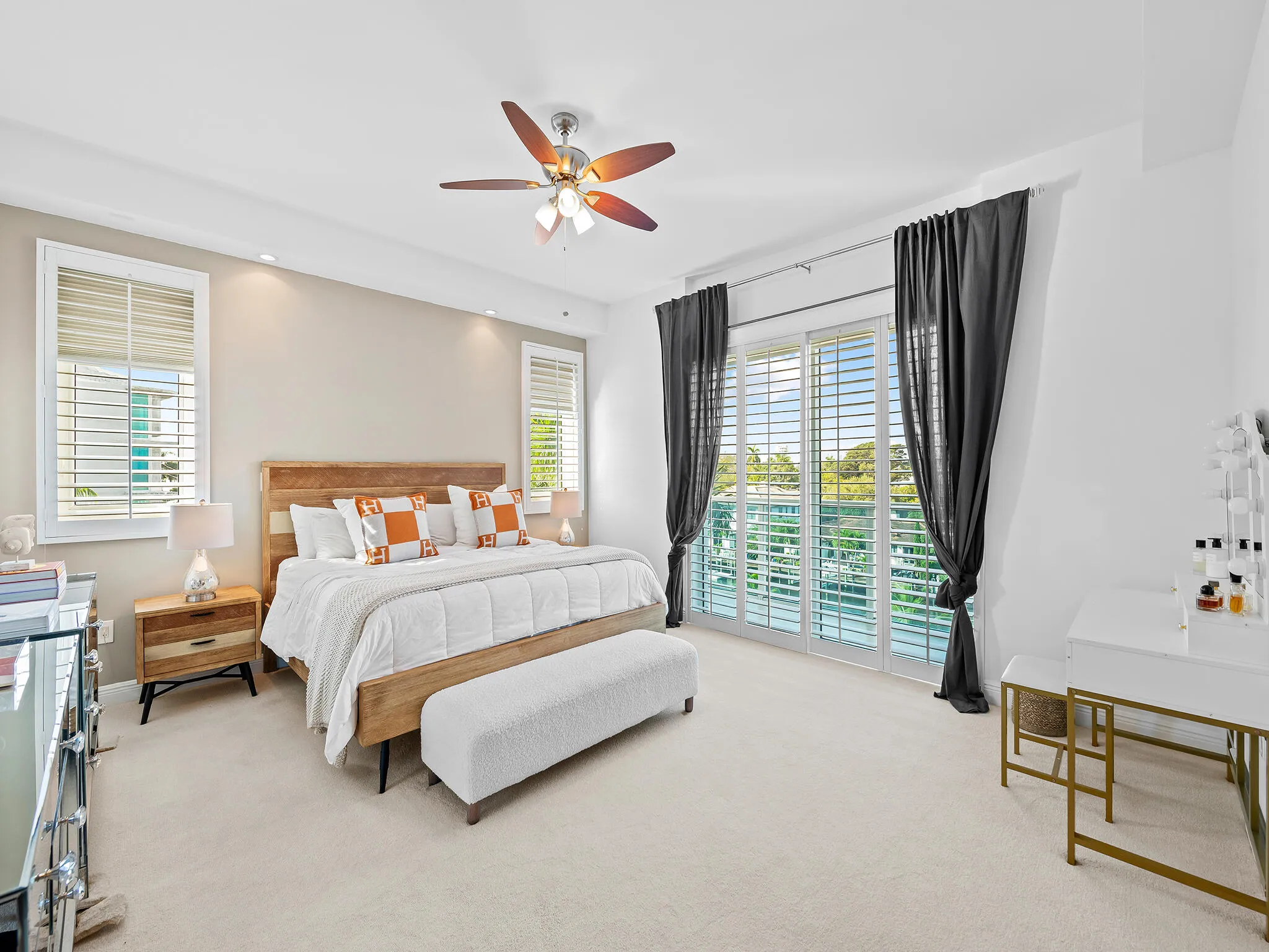 Primary suite with its own private terrace overlooking the canal.