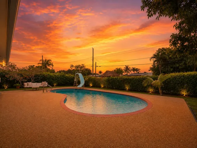 pool sunset
