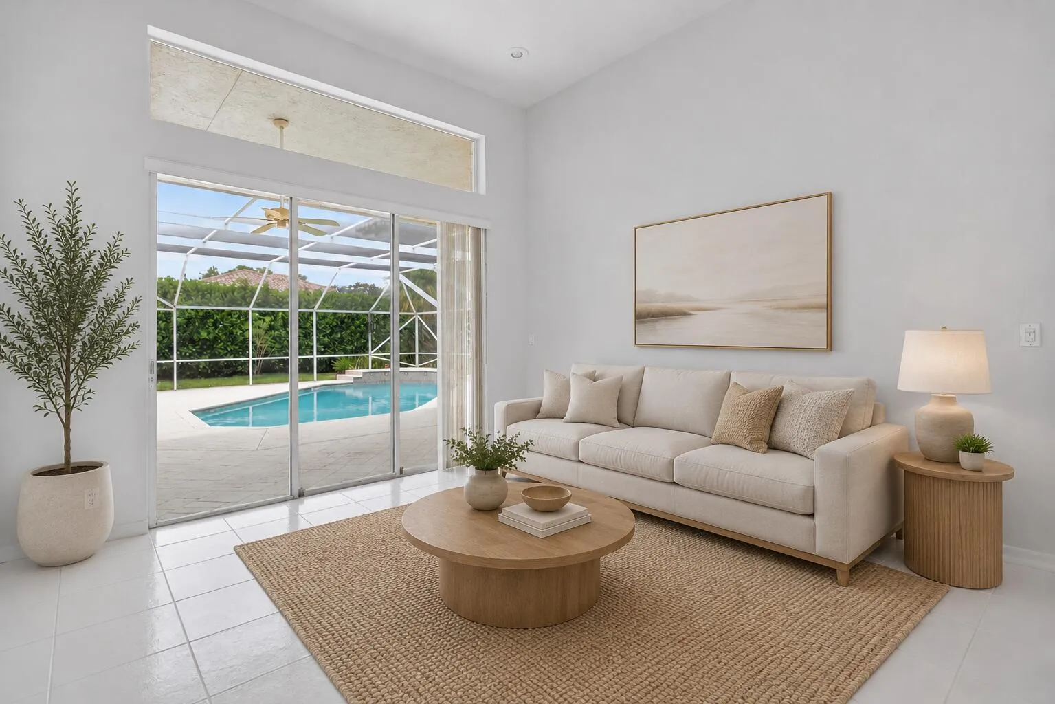 Living room over looking pool! (Staged image)