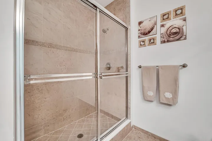 Huge walk-in shower with seat