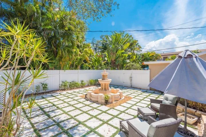 Fountain and patio