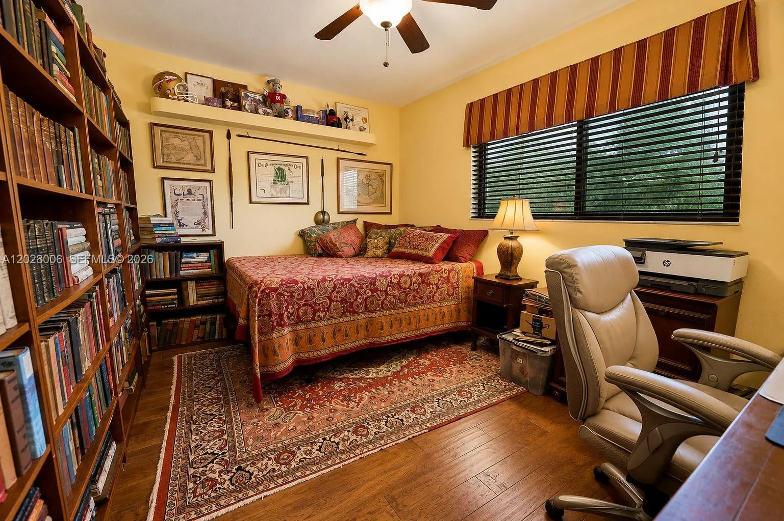 The second bedroom is spacious enough for a home office