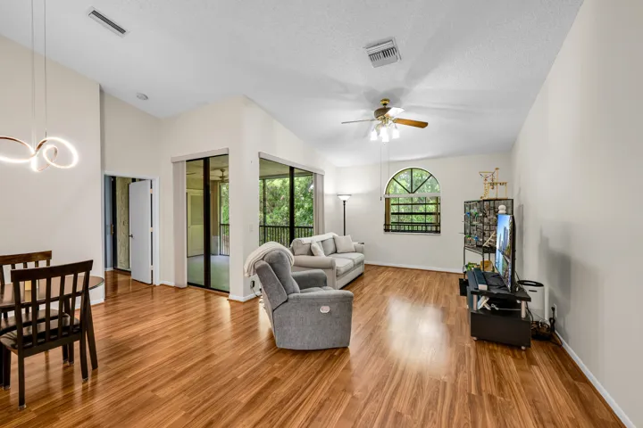 Spacious floorplan with laminate flooring and vaulted ceilings