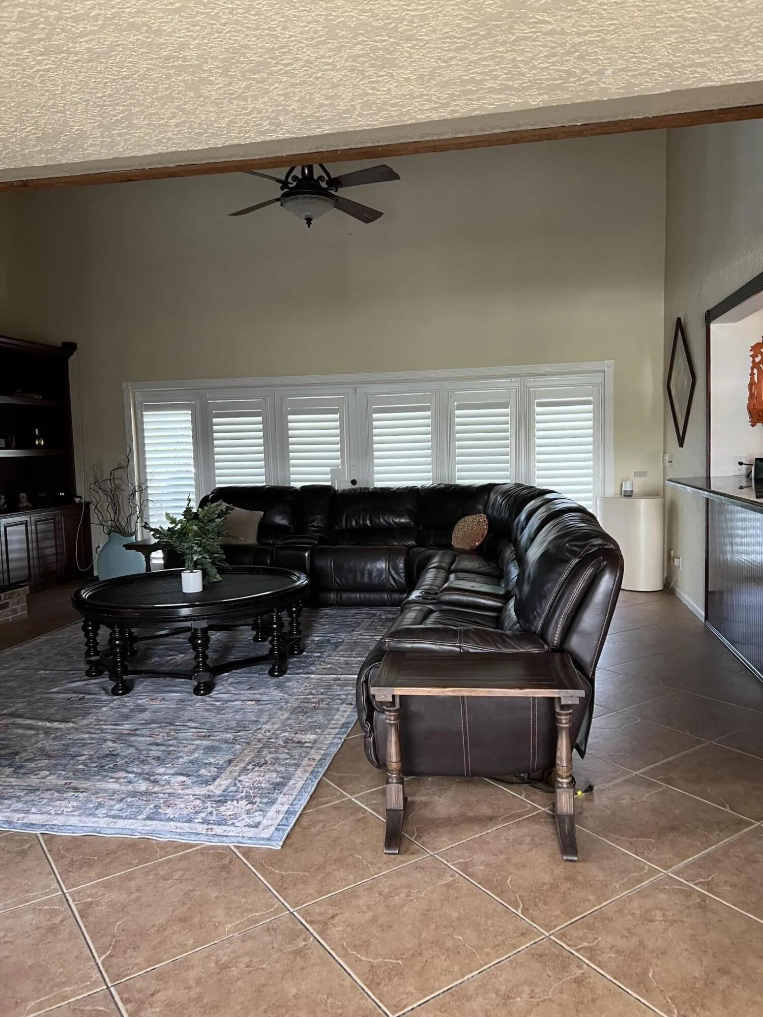 Living room with plantation shutters