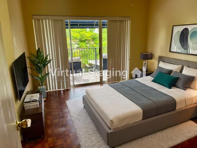 virtually staged back main bedroom