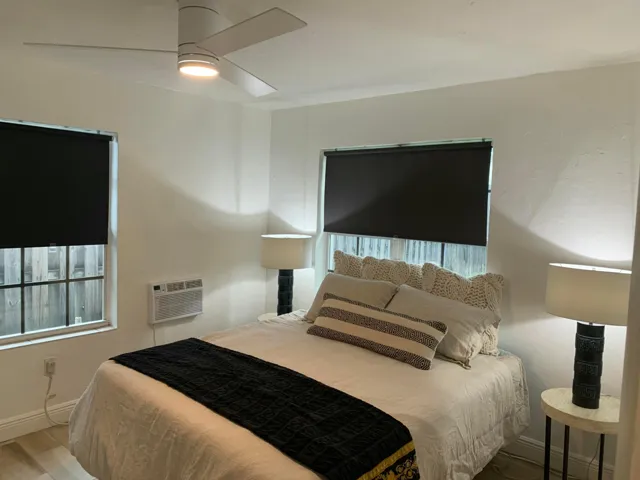 Bedroom staged can accommodate a queen size bed