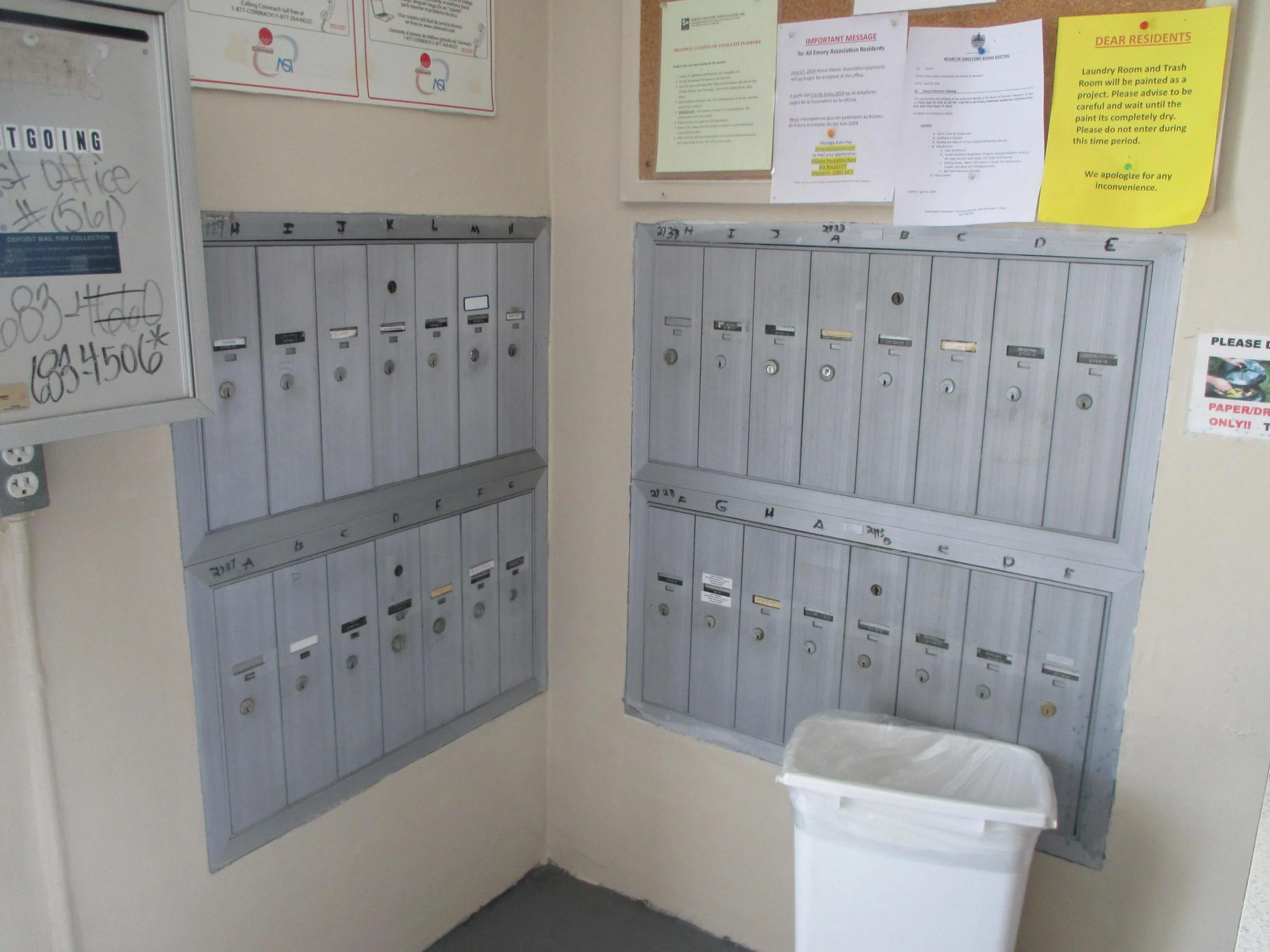 Mailboxes in Laundry Rm