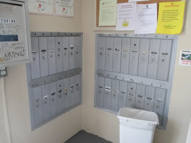 Mailboxes in Laundry Rm