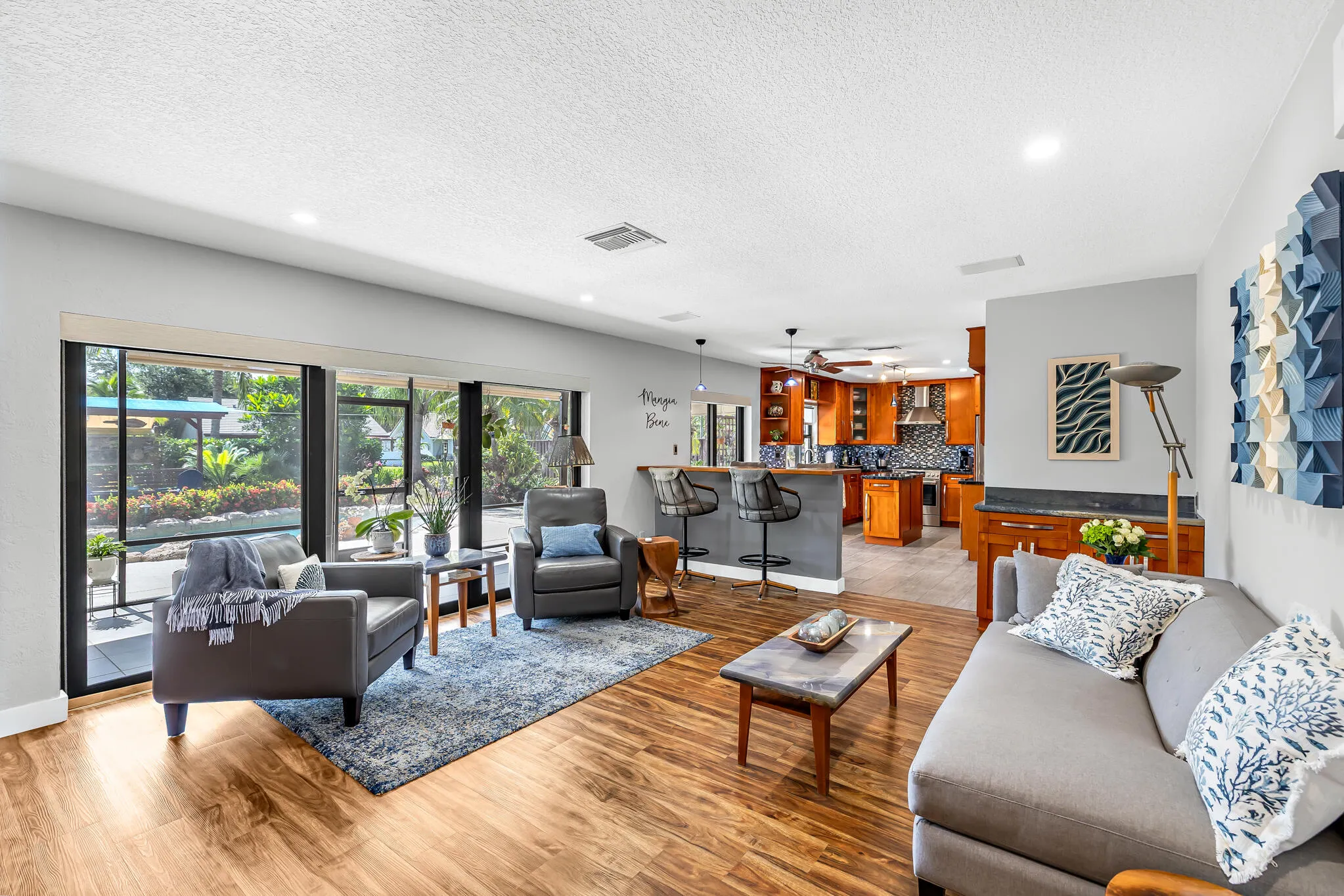 Family Room and Kitchen Great View of the Yard