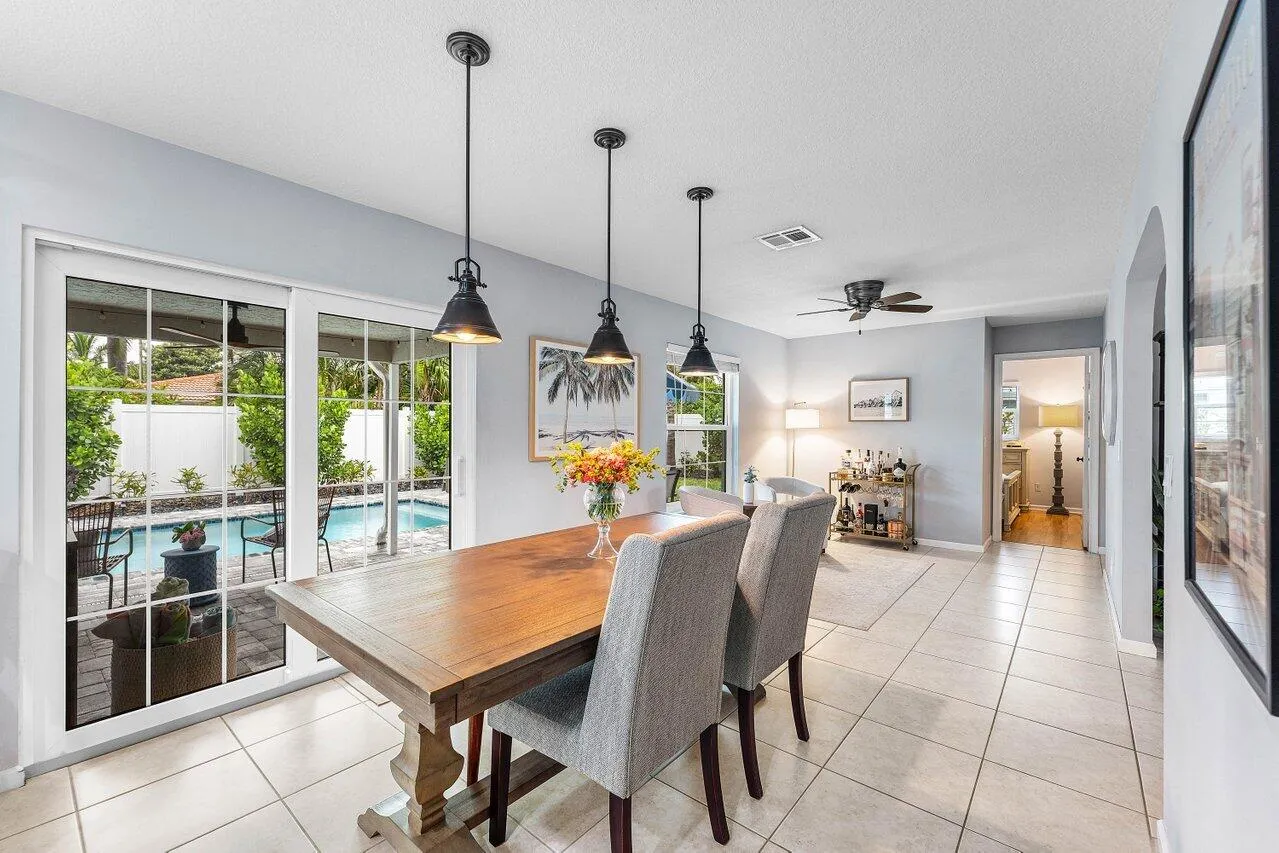 Dining with impact sliders to patio