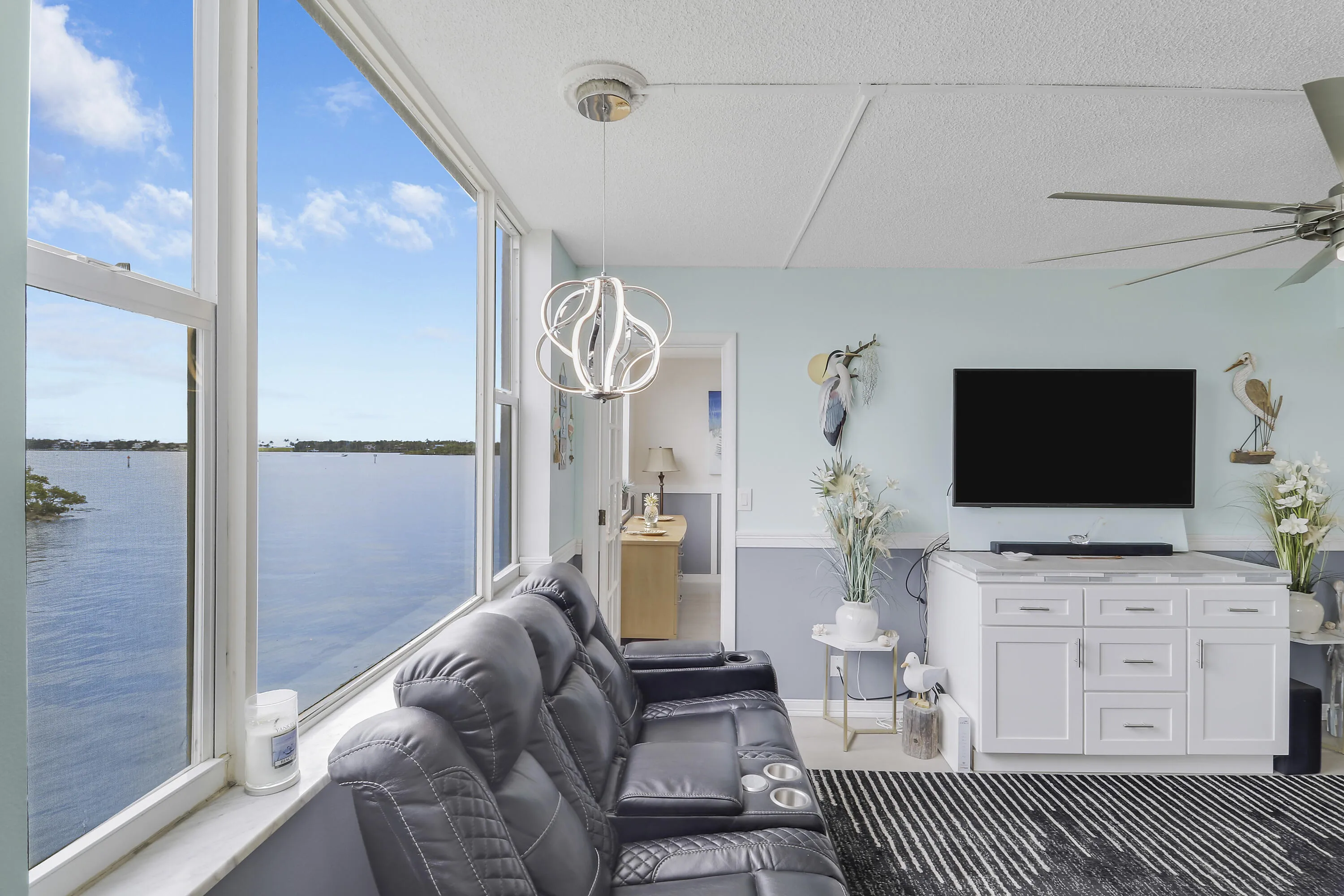living room/water view
